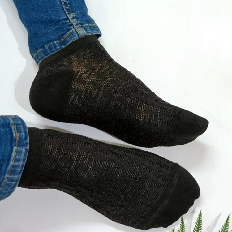 جوراب ساق کوتاه زنانه مدل شیشه ای نخی خنک بسته 6 عددی - 3 طرح