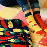 جوراب 2 جفتی نخی اعلا با کیفیت زنانه و دخترانه طرح هندوانه مناسب شب چله ( یلدا ) ضد حساسیت