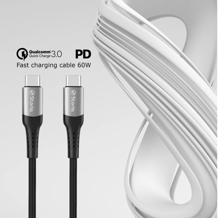 کابل USB-C استوریا Storia مدل ST-DC01 فست fast طول 1متر ( گارانتی دار 6 ماهه ی شرکتی )