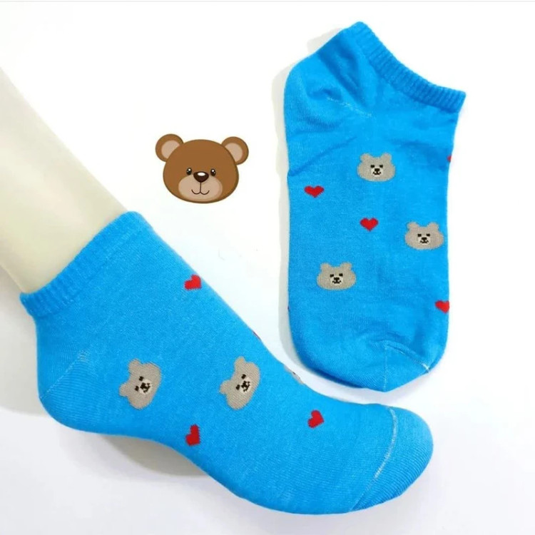 Women's Short socks, Teddy & heart model (6 Pack)