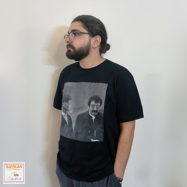 تیشرت نخ پنبه ترک موسلوم بابا (مسلم گورسس) و توماس شلبی (پیکی بلایندرز) مشکی