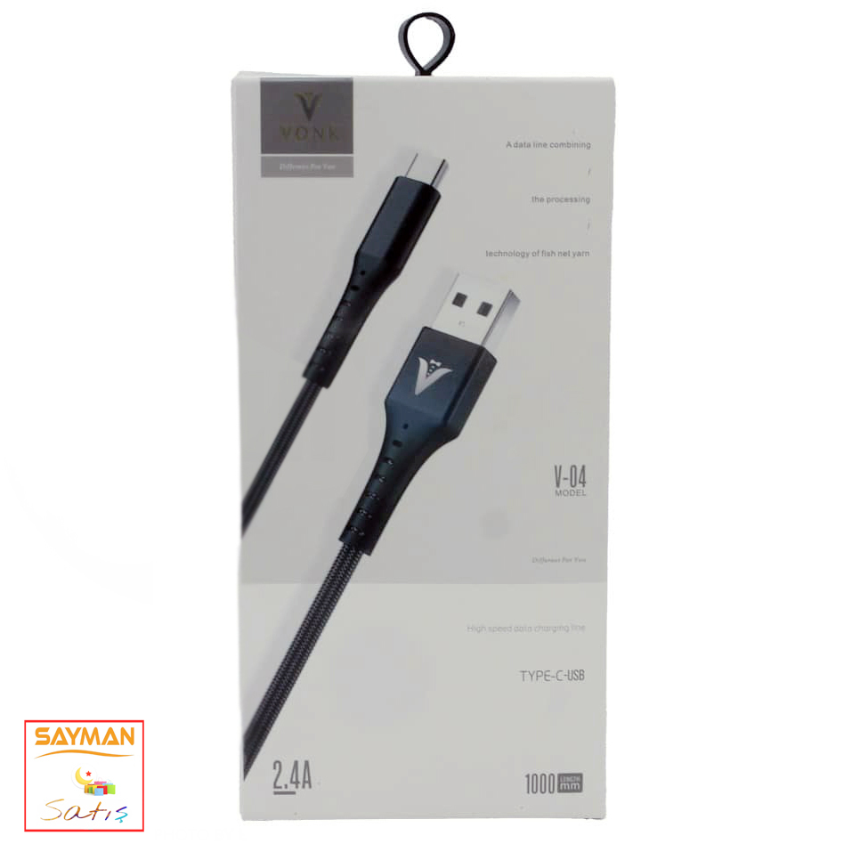 USB to Type-C Fast Charging Cable 2.4A Braided Vonk V-04 | Quality Guaranteed