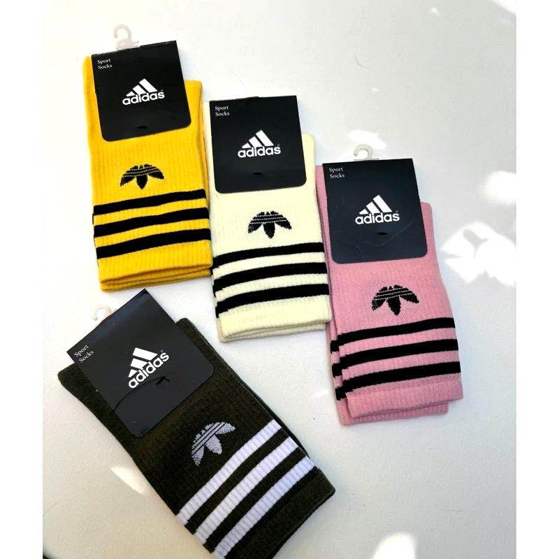 جوراب 6 جفتی ورزشی آدیداس | ساق بلند زنانه مدل کشی اسپرت مناسب باشگاه | طرح سه خط آدیداس | بسته اقتصادی