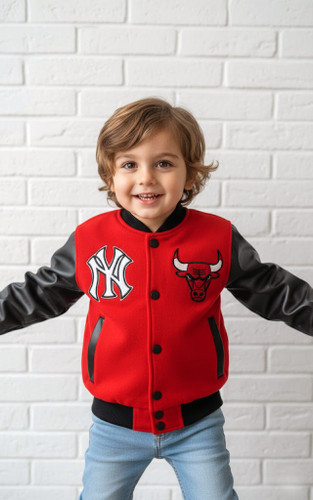 ژاکت بیسبال بچگانه (5 تا 3 سال) | آستین چرمی NY Yankees & Chicago Bulls