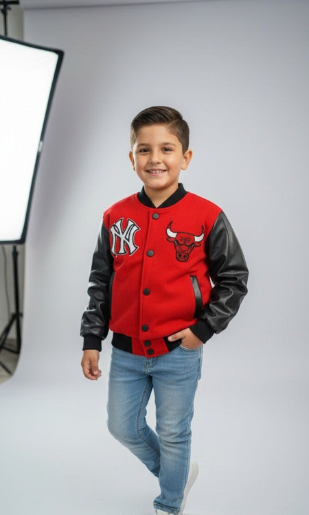 ژاکت بیسبال بچگانه (5 تا 3 سال) | آستین چرمی NY Yankees & Chicago Bulls