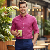 پیراهن مردانه آستین بلند پولو Polo پنبه کنفی | یقه دکمهای، قواره دار و اقتصادی