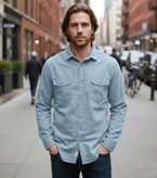 Long-Sleeved Men's Linen/Cotton Two-Pocket Shirt with Color Variety: A Choice for Casual and Stylish Looks!