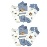 جوراب ساق کوتاه بچگانه ی 2 تا 11 سال مدل خرس دار تدی آبی مایل به طوسی بسته 6 عددی