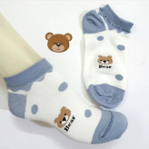 Teddy Kids (Blue Gray) Short Socks (6 Pack)