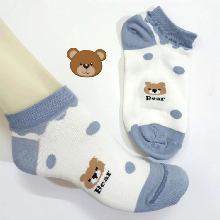 Teddy Kids (Blue Gray) Short Socks (6 Pack)