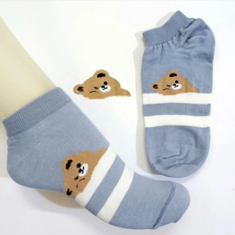 Teddy Kids (Blue Gray) Short Socks (6 Pack)