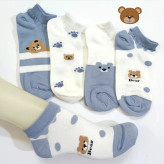 Teddy Women (Blue Gray) Short Socks (4 Pack)