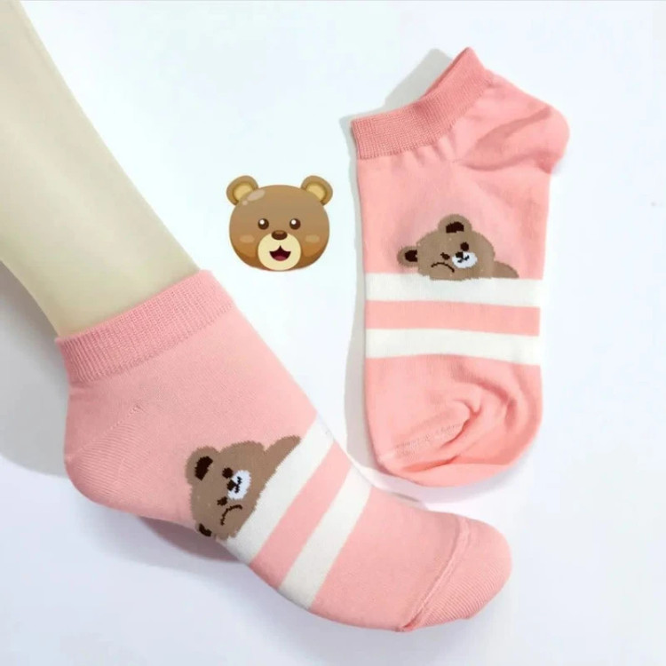 Teddy Kids (Pink) Short Socks (6 Pack)