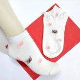 جوراب ساق کوتاه بچگانه ی 2 تا 11 سال مدل خرس دار تدی کالباسی صورتی بسته 6 عددی