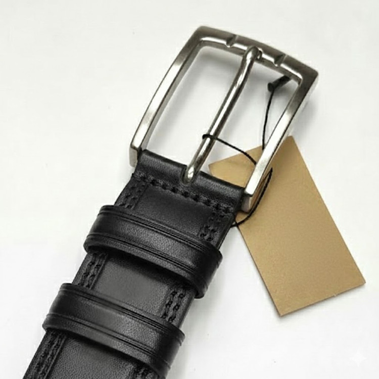 کمربند مردانه چرم مشکی Rabo مدل ساده دور دوخت طول 120 عرض 3.5 سانت | انتخابی هوشمندانه برای استایل رسمی و کژوال