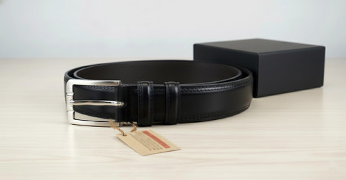 کمربند مردانه چرم مشکی Rabo مدل ساده دور دوخت طول 120 عرض 3.5 سانت | انتخابی هوشمندانه برای استایل رسمی و کژوال