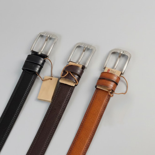 کمربند مردانه چرم رنگبندی Rabo مدل ساده دور دوخت طول 120 عرض 3.5 سانت کد 01 | انتخابی هوشمندانه برای استایل رسمی و کژوال