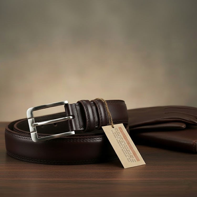 Rabo Men's Color Options Leather Belt - Simple Stitched Design (Code: 01) | 120cm Length, 3.5cm Width | A Smart Choice for Formal and Casual Styles