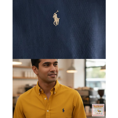 Men's Long-Sleeve Polo Shirt (Cotton/Canvas Blend) | Button-Down Collar, Regular Fit, and Economical