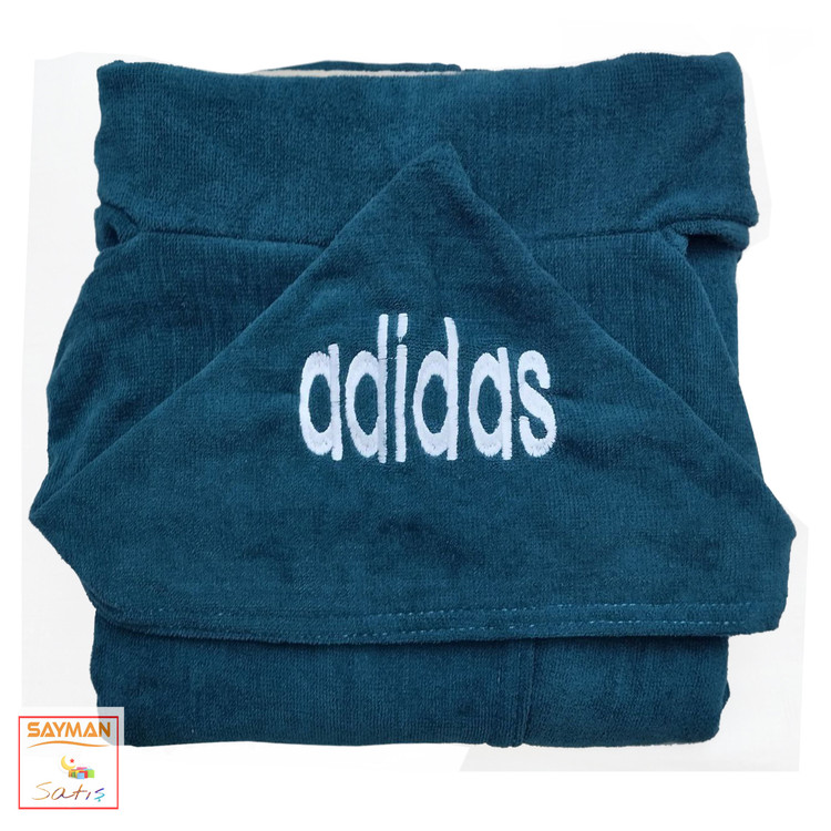 حوله پالتویی تن پوش پسرانه و دخترانه نوجوان مدل ساده آدیداس Adidas سایز 110 (در کیف زیپی)