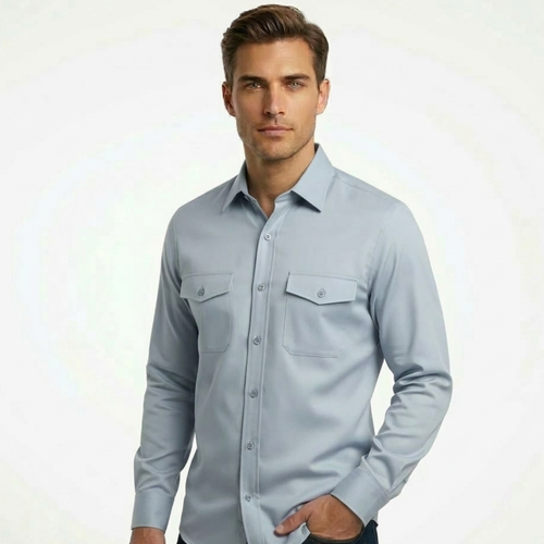پیراهن آستین بلند کتان مردانه دو جیب رنگبندی (بدون جعبه)