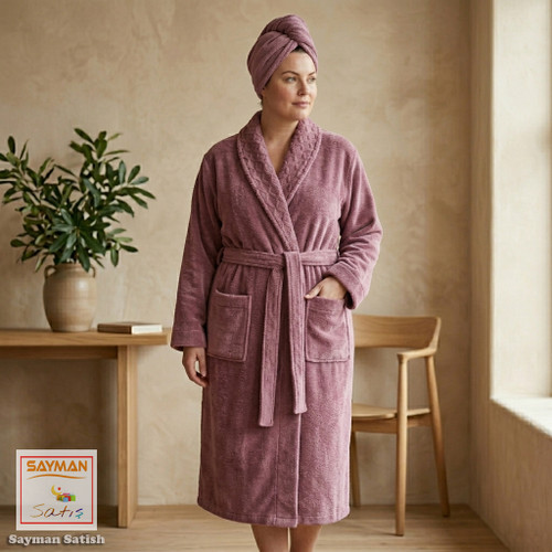 حوله پالتویی تن پوش پنبه درجه 1 طرح لوزی کد 01 سایمان ساتیش - سایز XL ایکس لارج (135)