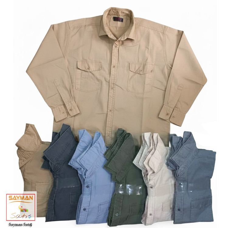 پیراهن آستین بلند کتان مردانه دو جیب رنگبندی: انتخابی برای استایل کژوال و شیک!