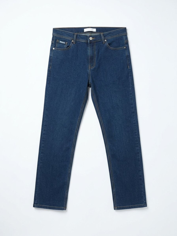 خریدشلوار جین ساده راسته کلاسیک مردانه سرمهای | Men's Classic Straight Jeans