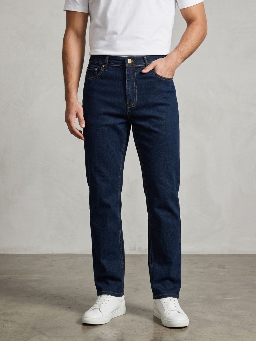 خریدشلوار جین ساده راسته کلاسیک مردانه سرمه‌ای | Men's Classic Straight Jeans