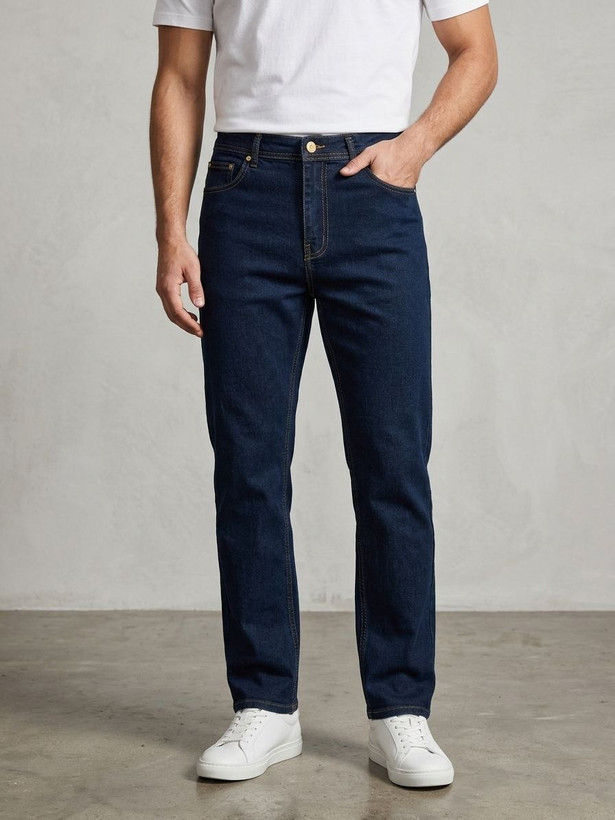 خریدشلوار جین ساده راسته کلاسیک مردانه سرمهای | Men's Classic Straight Jeans