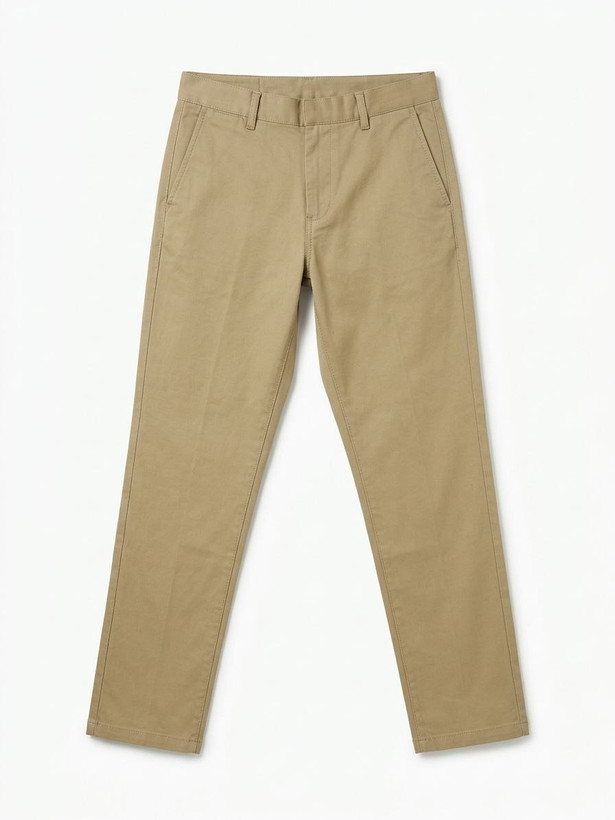 خرید شلوار کتان ساده راسته کلاسیک مردانه جیب بغل کرمی | Men's Classic Straight Fit Beige Chino Pants
